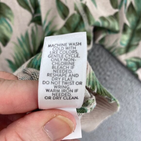 J Jill Sweater Women Large Green Fern Floral 3/4 Raglan Sleeve Crewneck Pullover - Picture 7 of 11